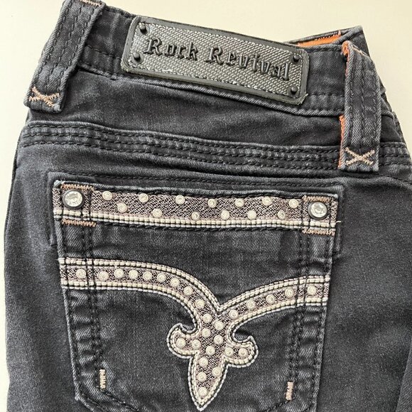 Rock Revival Sherry Black Cropped Jeans Women's Size 28 - Picture 6 of 14